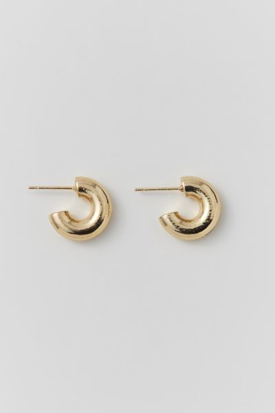 14k Gold &  White Plated Chunky Hoop Earring