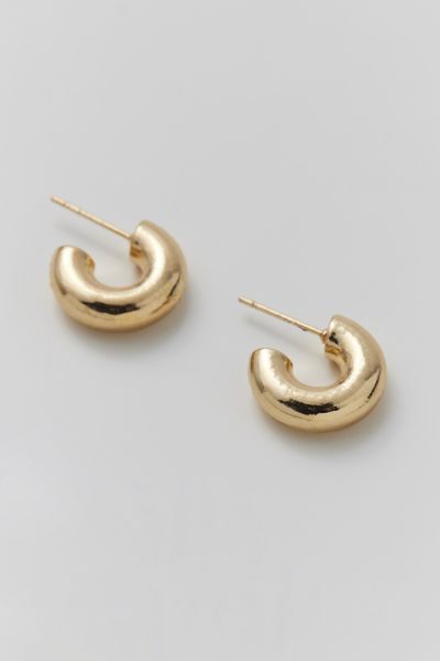 14k Gold &  White Plated Chunky Hoop Earring