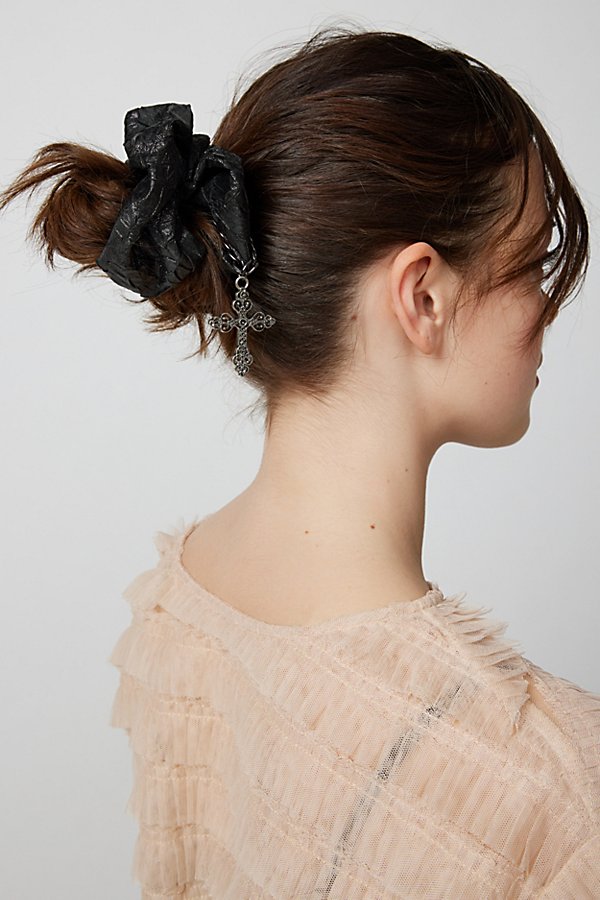 Urban Outfitters Charm Metallic Scrunchie In Black At