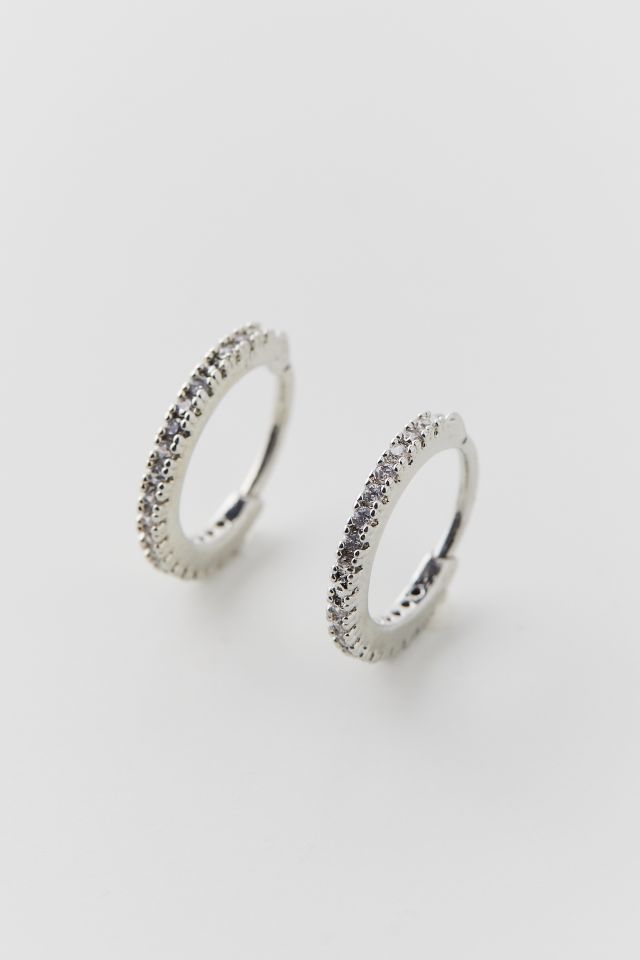 14k Gold &  White Gold Plated Rhinestone Hoop Earring #1