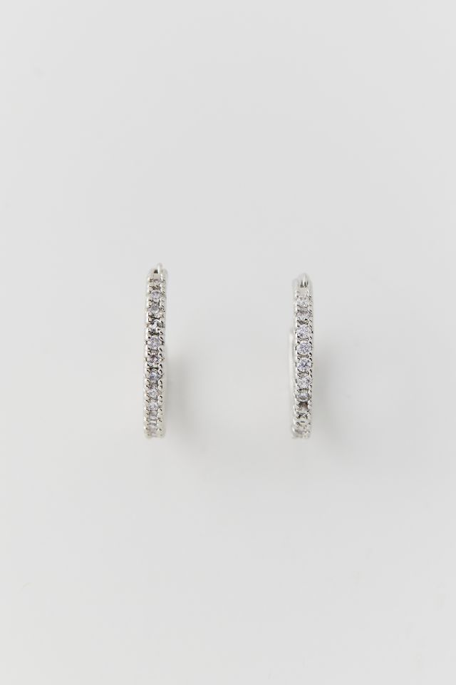 14k Gold &  White Gold Plated Rhinestone Hoop Earring #2