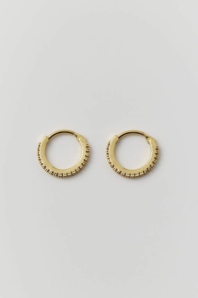 14k Gold &  White Gold Plated Rhinestone Hoop Earring #1