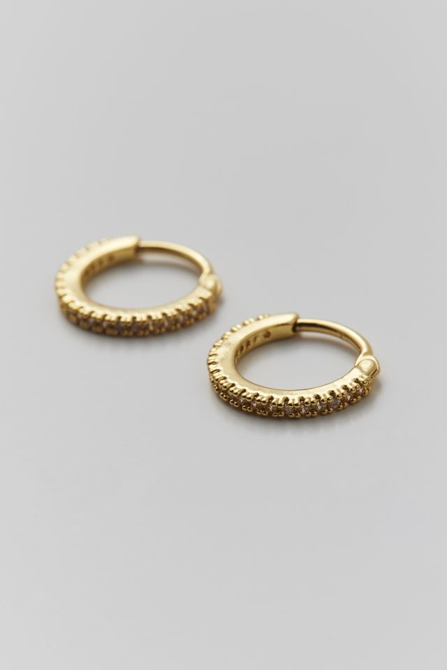 14k Gold &  White Gold Plated Rhinestone Hoop Earring #2