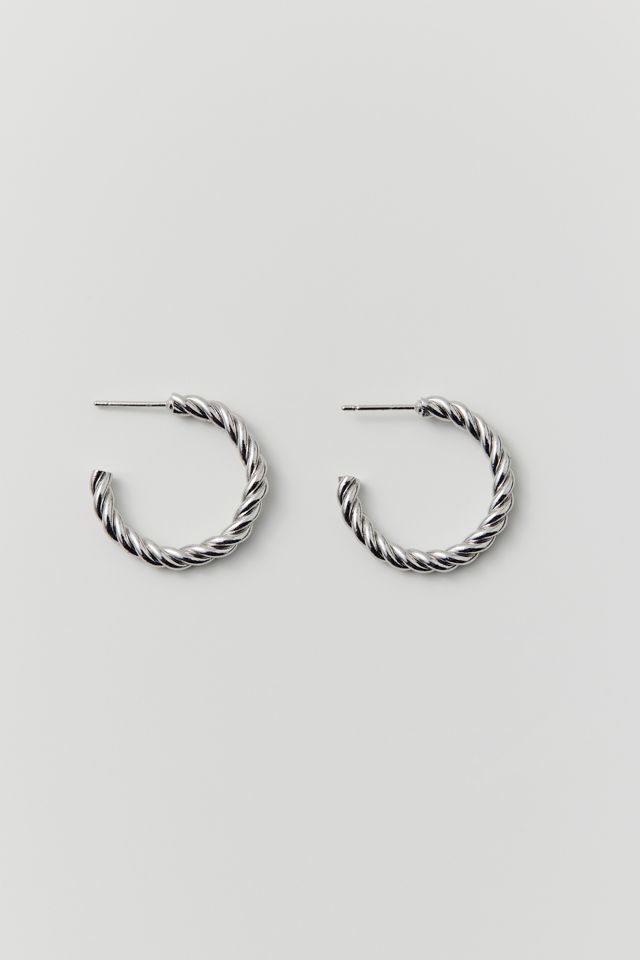14k Gold &  White Gold Plated Twisted Hoop Earring #1