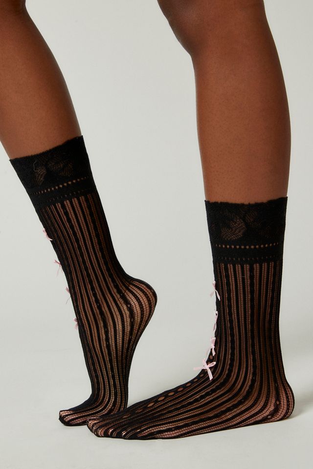 Bow Pointelle Mid-Calf Sock #1