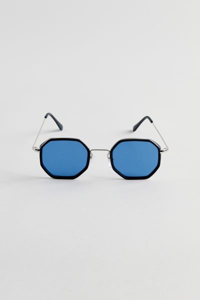 Urban Outfitters Wells Combo Hex Sunglasses In Silver, Men's At  In Blue