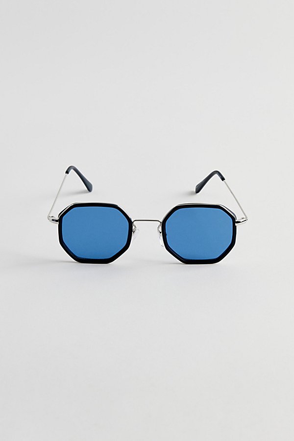 Urban Outfitters Wells Combo Hex Sunglasses In Silver, Men's At  In Blue