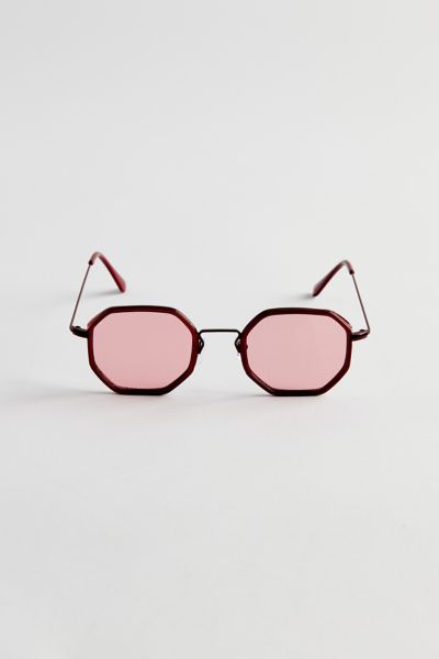 Urban Outfitters Wells Combo Hex Sunglasses In Maroon, Men's At