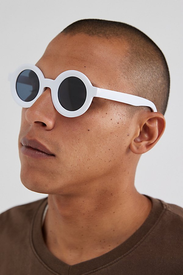 Shop Urban Outfitters Caldwell Round Sunglasses In White, Men's At