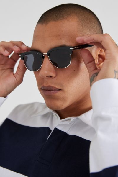 Hudson Square Half-Frame Sunglasses