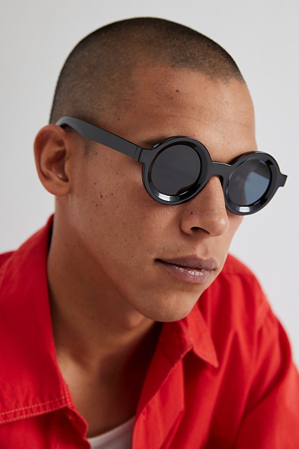 Shop Urban Outfitters Caldwell Round Sunglasses In Black, Men's At