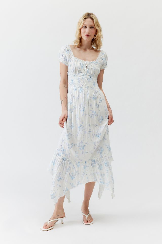 Sarah Smocked Midi Dress, Blue Floral