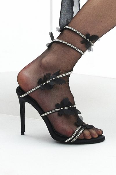 Azalea Wang Aryana Rhinestone Ankle Wrap Sandal