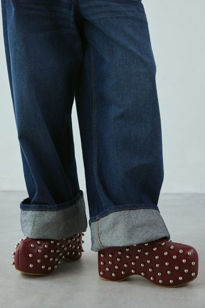 AZALEA WANG ROMESCO STUDDED PLATFORM CLOG IN GARNET, WOMEN'S AT URBAN OUTFITTERS 