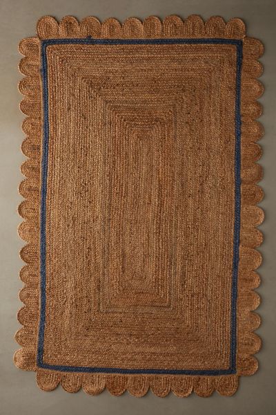 Urban Outfitters Stevie Petals Braided Jute Rug In Blue At