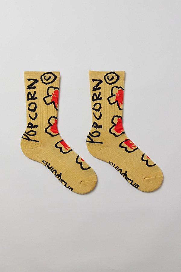 Urban Outfitters Basquiat Cheese Popcorn Crew Sock In Yellow, Men's At