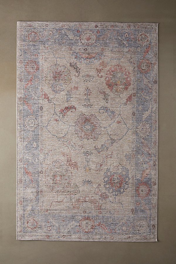 Urban Outfitters Ana Washable Floral Rug In Light Grey At