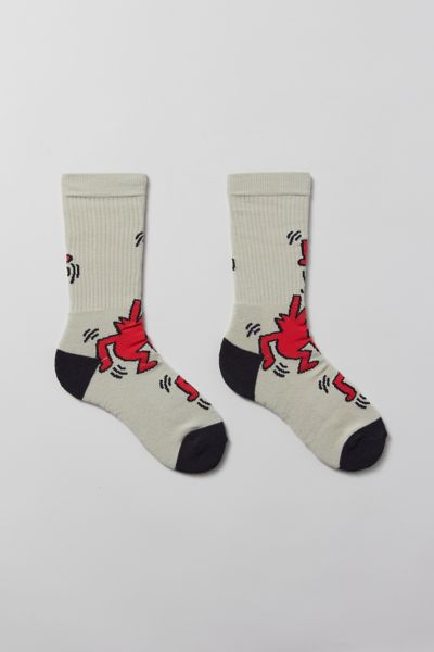 Urban Outfitters Keith Haring Dancing Dogs Crew Sock In Cream, Men's At