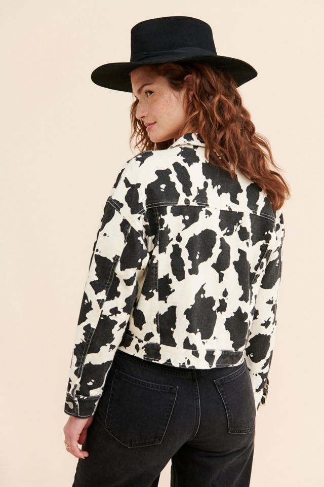 Cow print hot sale jean jacket