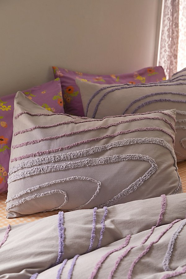 Urban Outfitters Swirl Tufted Sham Set In Lavender At  In Gray