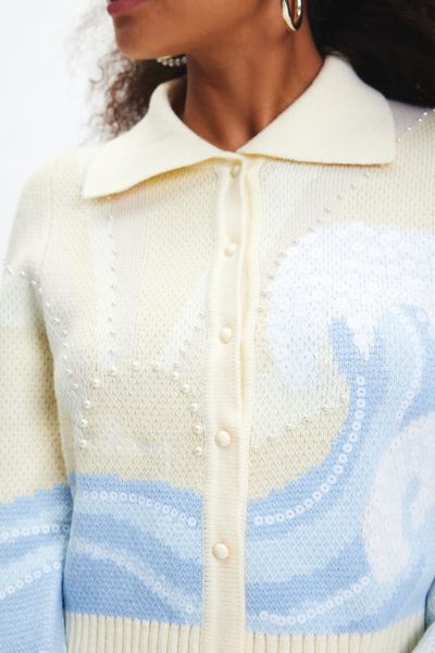 House Of Sunny Crystallized High Tide Collared Cardigan