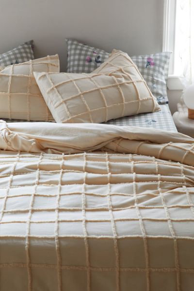 Shop Urban Outfitters Tufted Grid Duvet Cover In White At