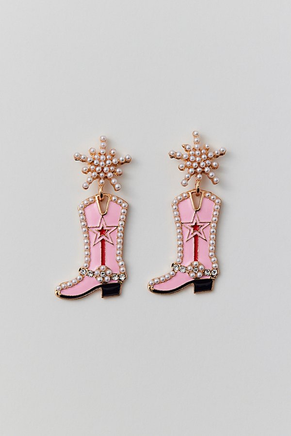 Urban Outfitters Pearl Enamel Cowboy Boot Earring In Cowboy Boots, Women's At