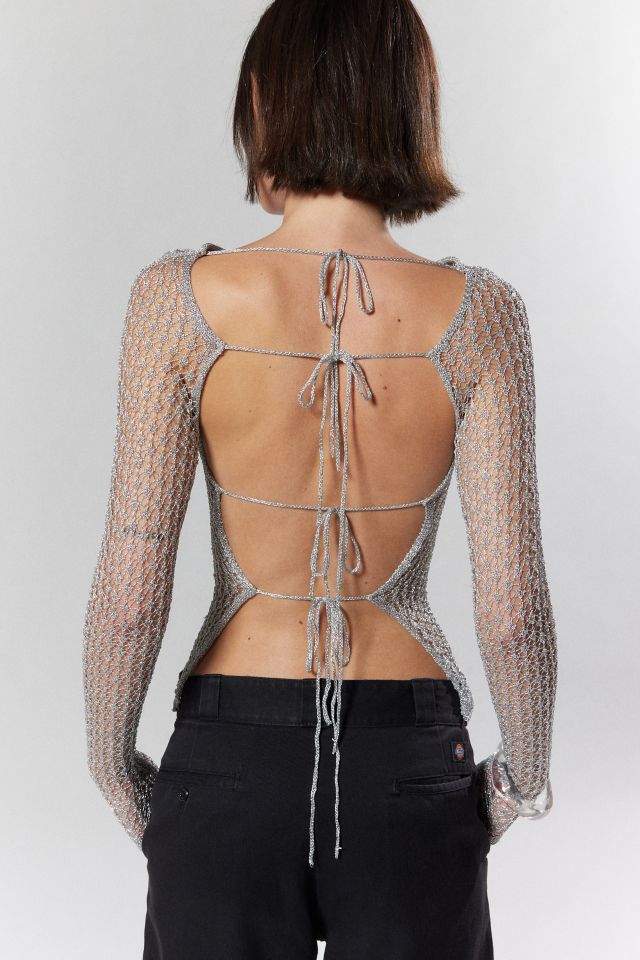 Haut Transparent Noué au Dos en Argent Plaqué House Of Sunny #1