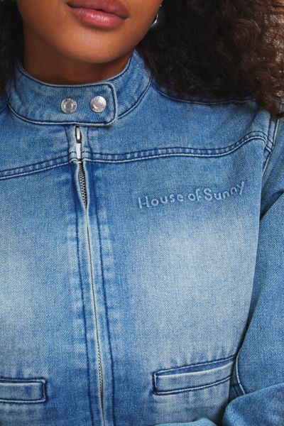 House Of Sunny Take A Trip Mini Racing Denim Jacket