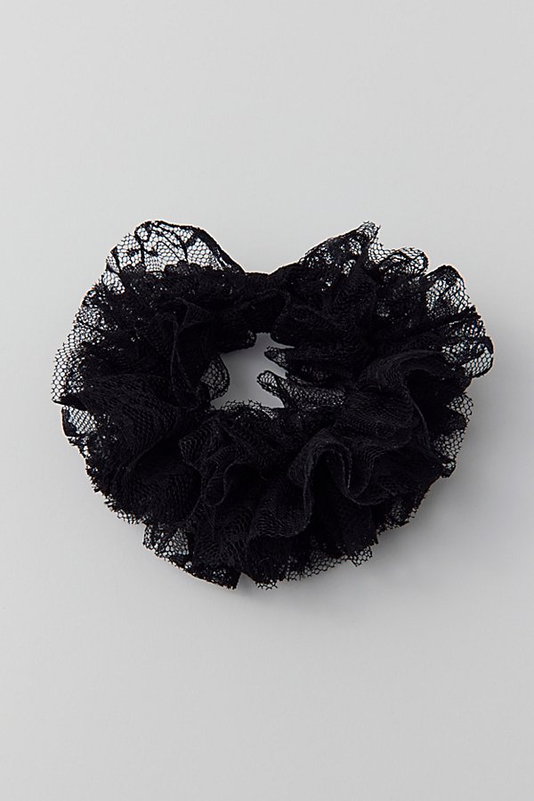 Out From Under Lace Ruffle Scrunchie In Black At Urban Outfitters