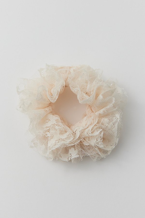 Out From Under Lace Ruffle Scrunchie In White At Urban Outfitters