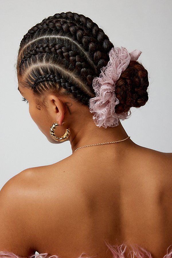 Out From Under Lace Ruffle Scrunchie In Pink At Urban Outfitters