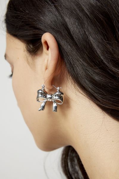 Urban Outfitters Juliette Bow Earring In Silver, Women's At