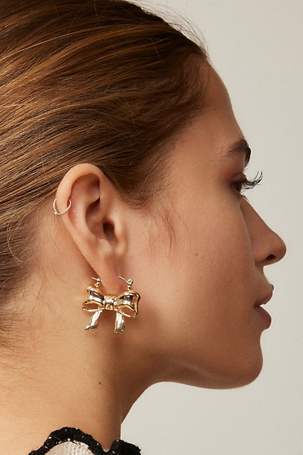 Urban Outfitters Juliette Bow Earring In Gold, Women's At