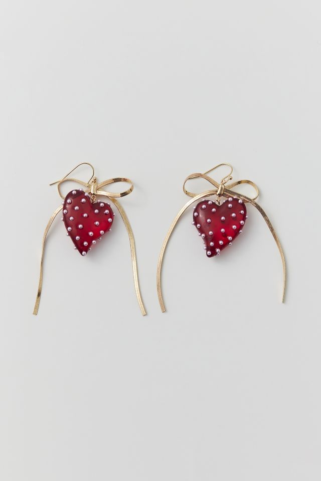 Bow Heart Drop Earring #1