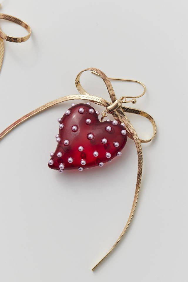 Bow Heart Drop Earring #2