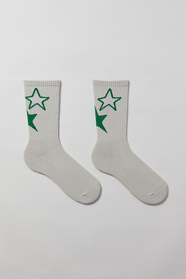 Urban Outfitters Star Crew Sock In Green Stars, Men's At  In White