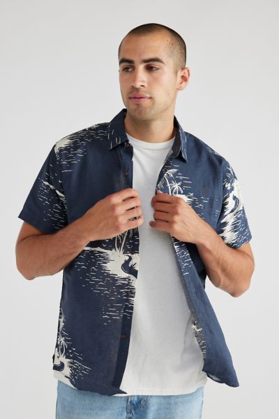 Shop Katin Captain Short Sleeve Shirt Top In Indigo, Men's At Urban Outfitters