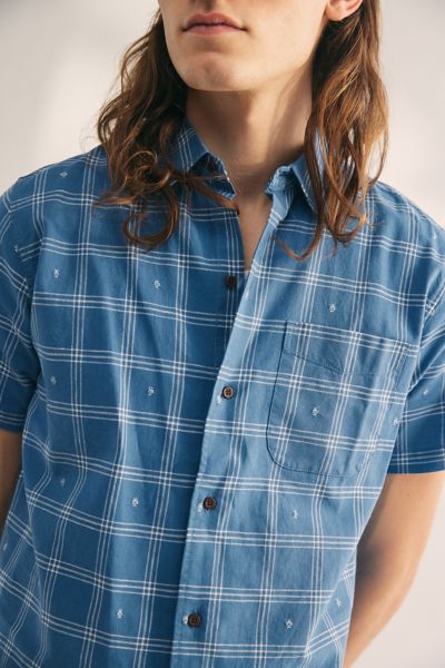 Katin Cruz Embroidered Plaid Short Sleeve Button-Down Shirt