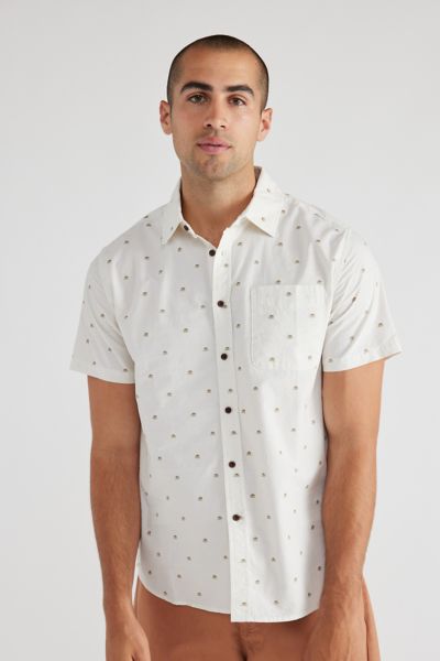Katin Sunset Short Sleeve Shirt Top In Vintage White, Men's At Urban Outfitters