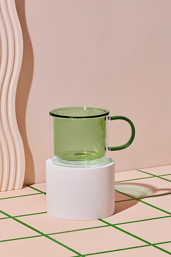Poketo Double Wall Glass Mug In Green At Urban Outfitters