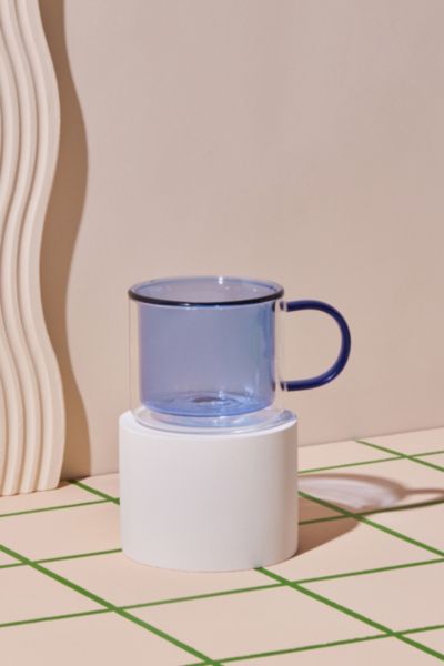 Poketo Double Wall Glass Mug In Blue At Urban Outfitters