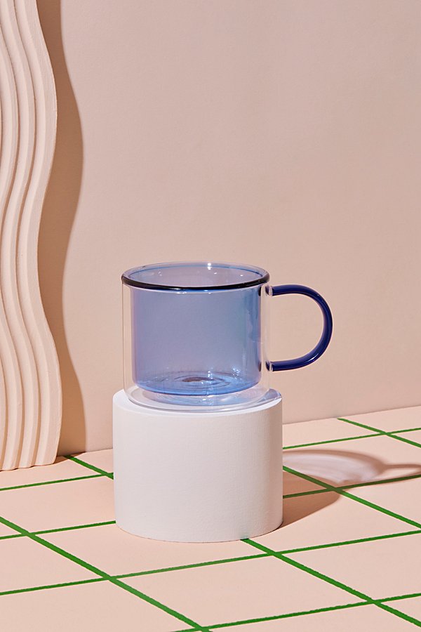 Poketo Double Wall Glass Mug In Blue At Urban Outfitters