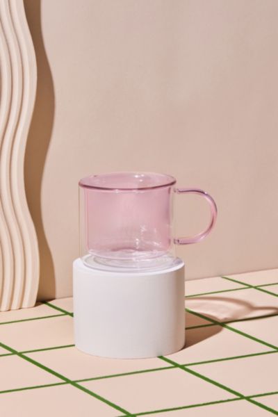 Poketo Double Wall Glass Mug In Pink At Urban Outfitters