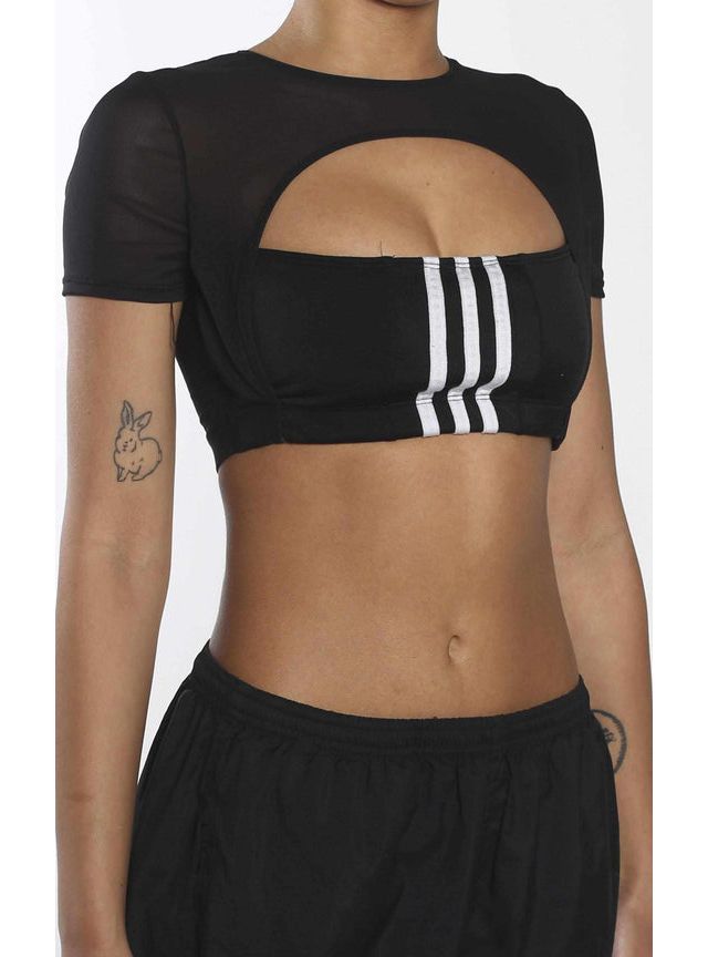 Frankie Collective Rework Adidas Stripe Cut Out Mesh Tee