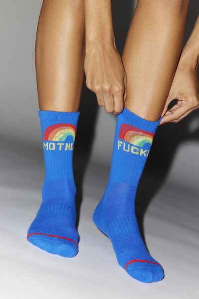 Shop Mother Rainbow Baby Steps Crew Sock In Blue, Women's At Urban Outfitters