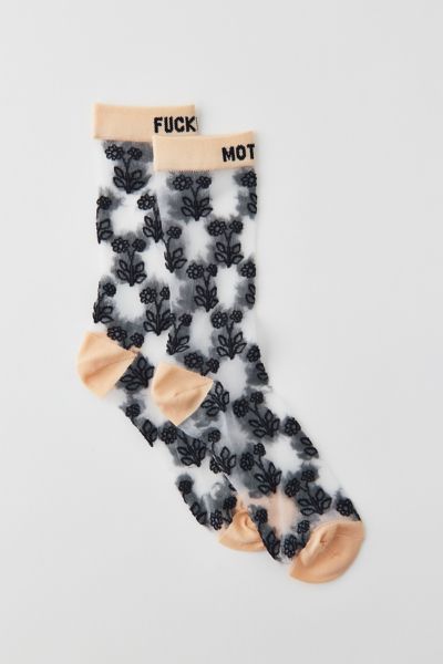 Mother The Step Up Sheer Floral Sock In Assorted, Women's At Urban Outfitters