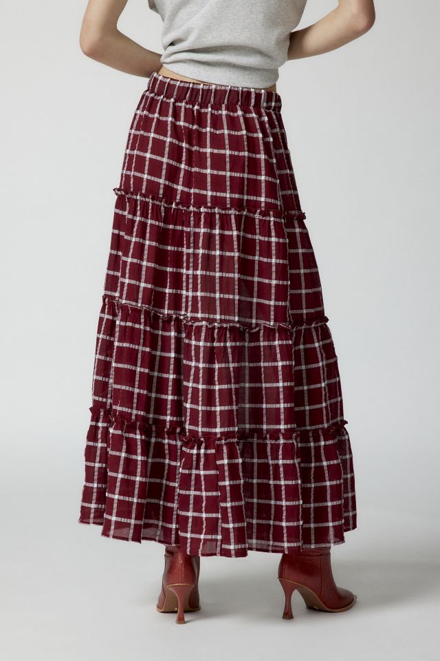 Urban Renewal Remnants Check Tiered Maxi Skirt #3