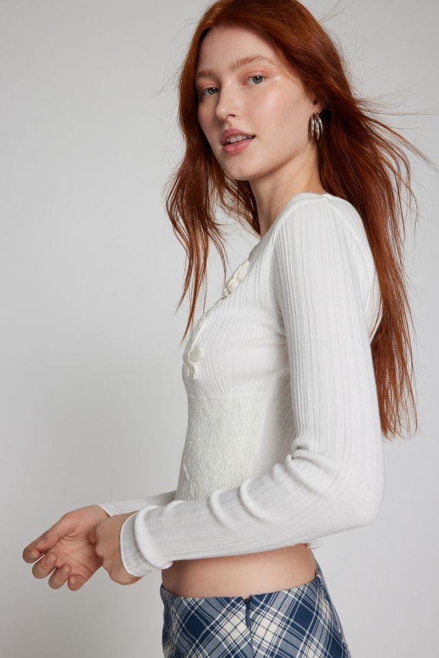 Kimchi Blue Lace Rosette Long Sleeve Top #3