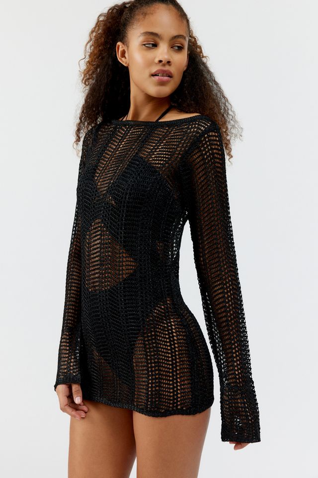 UO Lydia Semi-Sheer Crochet Mini Dress #3